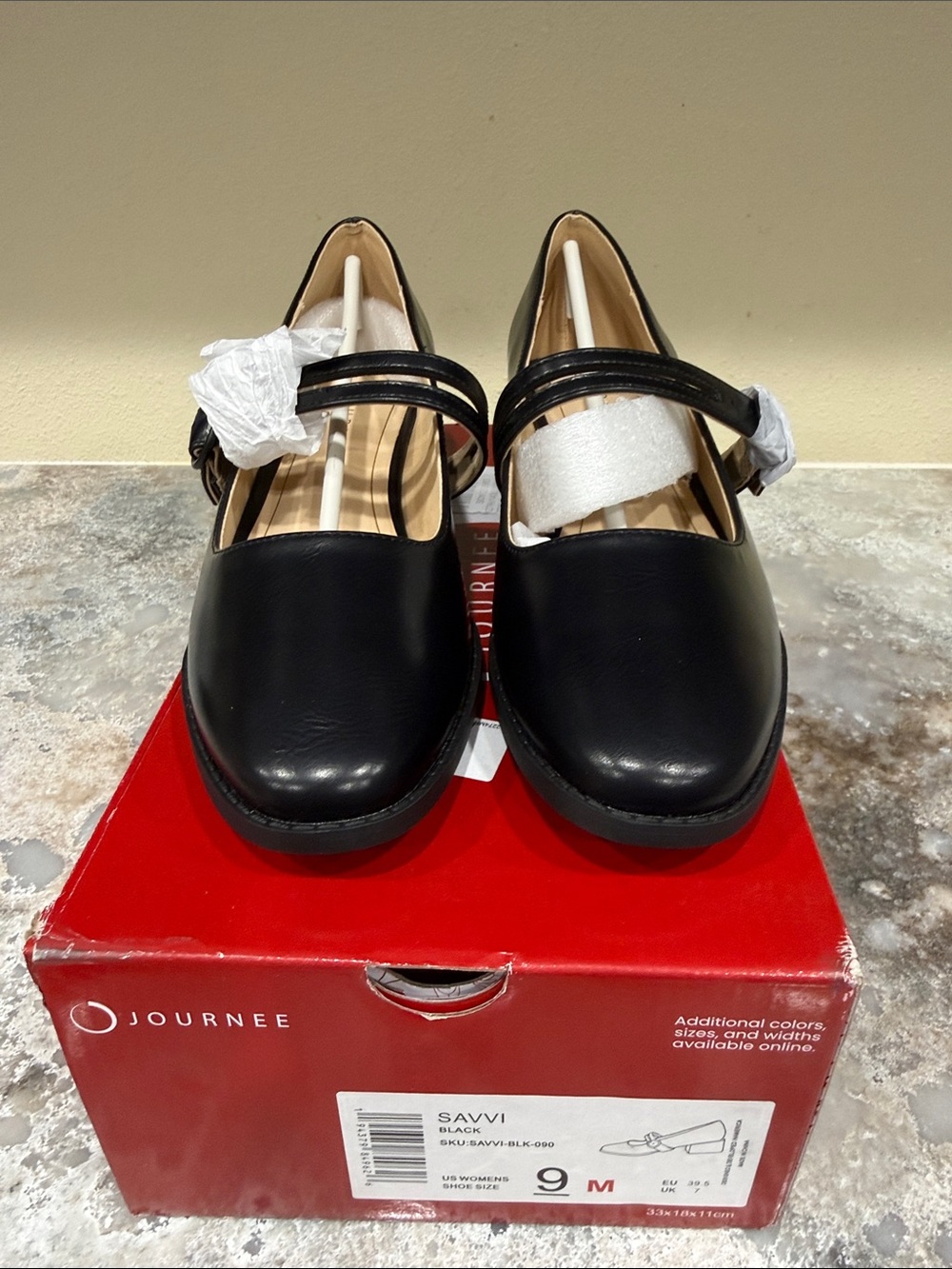 Journee Collection Black Double-Strap Mary Jane Flats